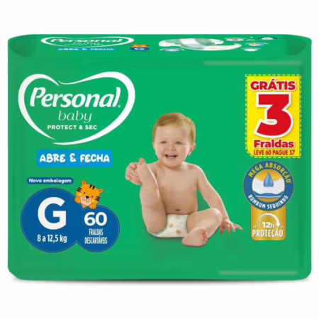 Personal Fralda Baby Protect&Sec G  Leve 60 Pague 57 Unidades