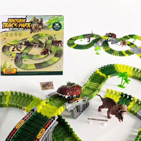 ➡️ Pista Dinossauro Pista Carrinho Infantil Circuito de Corrida 340 Peças Montável, Brinquedo Educativo para Crianças