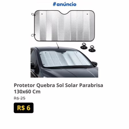 Protetor Quebra Sol Solar Parabrisa 130x60 Cm