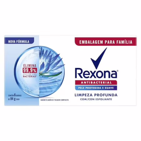 💎 Rexona Pack Sabonete Em Barra Antibacterial Limpeza Profunda Envoltório 6 Unidades De 84G Cada Leve Mais Pague Menos