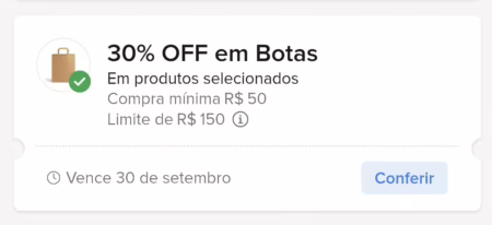 🚨👢 SAIU!!! 30% OFF MERCADO LIVRE