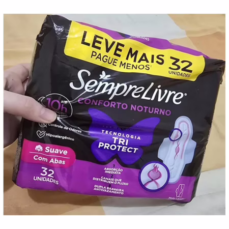 Sempre Livre Absorvente Externo Noturno Plus Noite e Dia Suave 32un Embalagem pode variar