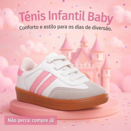 Tênis Baby Menina Rosa Casual Leve – Conforto e Estilo Para os Dias da Sua Princesa Compre já!