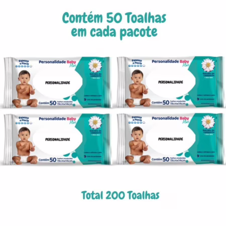 Toalha Umedecida Personalidade Baby Plus 200 Unidades • A