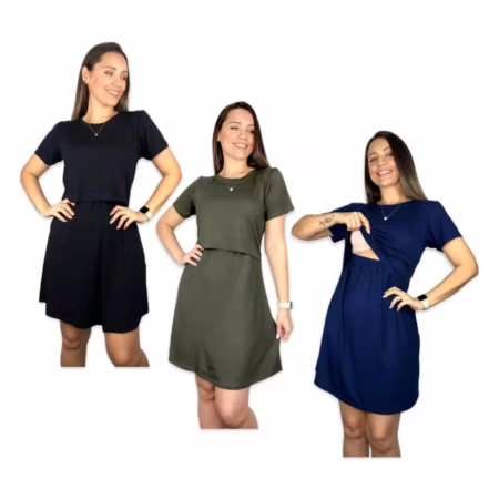 Vestido Amamentação Premium Várias Cores (Tam. P ao GG)