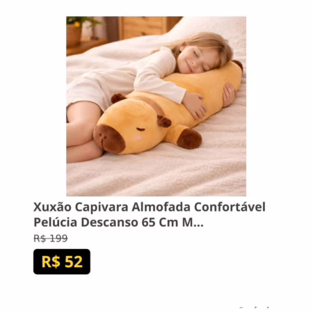 Xuxão Capivara Almofada Confortável Pelúcia Descanso 65 Cm Marrom Liso