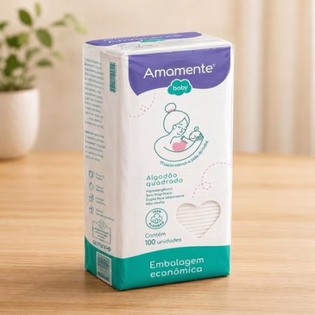 Algodão Quadrado Amamente® Baby 100 UN