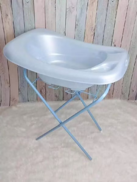 🛍 Banheira Anatômica Compacta com Suporte - AZUL