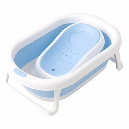 Banheira Para Bebê Dobrável Portátil 2 em 1 Com Assento 45L Azul Pipdip