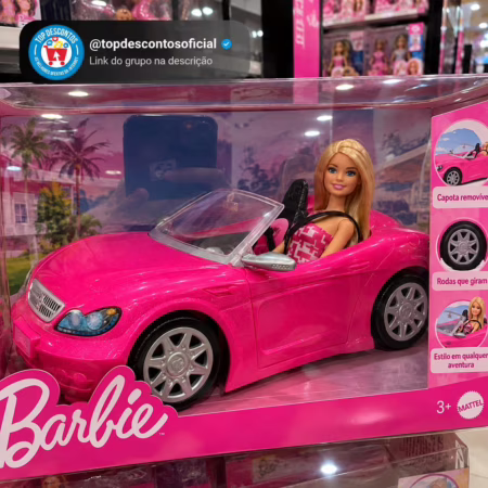 😍 Barbie Com Carro Conversível Veículo Rosa
