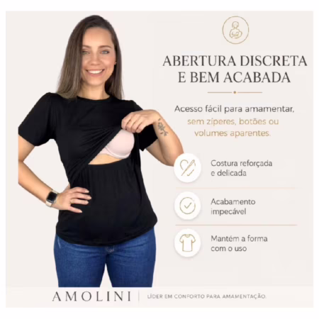 Blusa Amamentação Diversas Cores Viscolycra Premium Camiseta Manga Curta T-shirt Gestante Grávida P ao GG