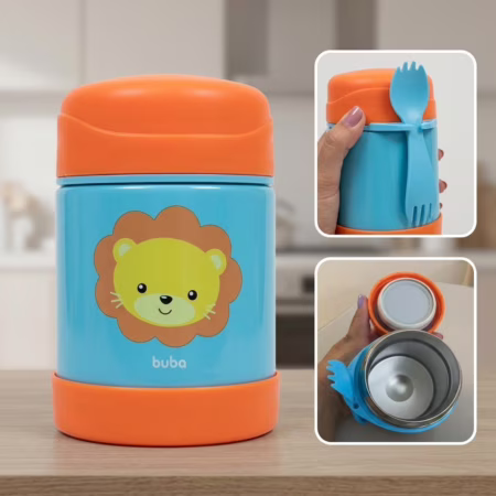 Buba Pote Termico Animal Fun - Leao Buba Colorido