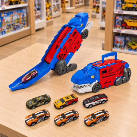 🚨 Caminhão Dinossauro 6 Carrinhos Pista 2x1 Dinobot Maxi Toys