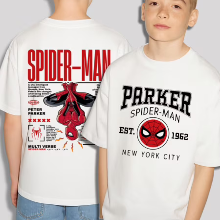 Camisa Aranha Peter Parker Moda Geek Infantil Manga Curta Algodão Premium