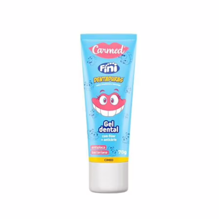 Carmed Fini Dentaduras Gel Dental com Flúor Sabor Framboesa e Morango 70g