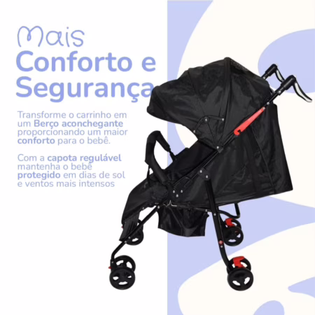 Carrinho Bebê Passeio Menina Menino Compacto Dobrável Reclinavel Estilo Guarda chuva Bamboo+Colchão