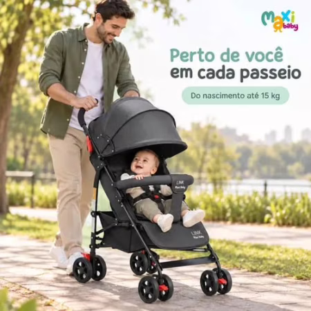 Carrinho Guarda Chuva de Passeio Maxi Baby - Preto