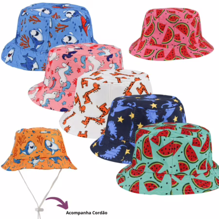 Chapéu Bucket Proteção Solar Uv (Várias Estampas)