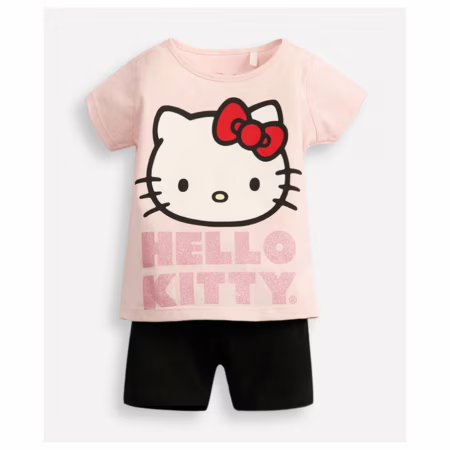 Conjunto curto de algodão hello kitty (Tam. 1 ao 5)