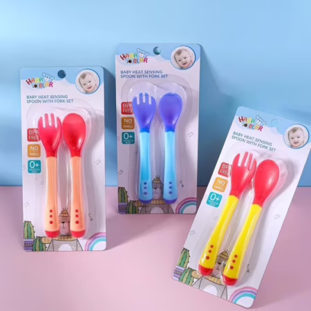 Conjunto Talher Mágico Colher e Garfo Que Mudam de Cor com a Temperatura Seguro para Bebês