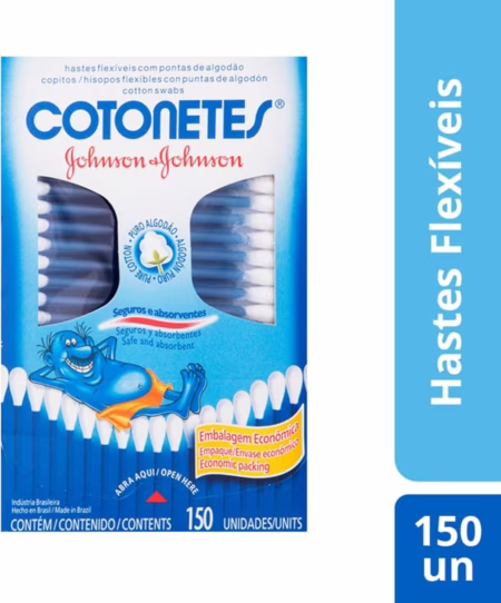 Cotonetes Hastes Flexíveis, 150 unidades