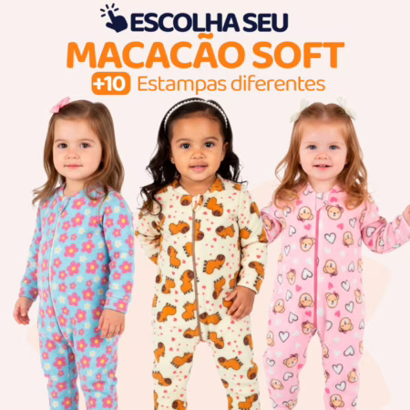 Escolha Seu Macacão Bebe Menina Soft Peluciado Com Zíper Quentinho Confortável