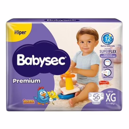 Fralda Babysec Premium Hiper XG 56 Unidades • A