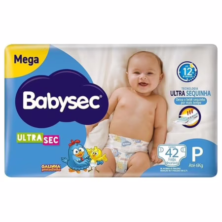 Fralda Babysec Ultrasec Galinha Pintadinha P com 42 tiras