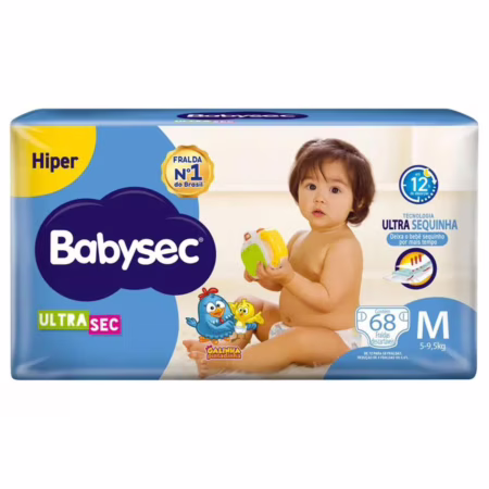 Fralda Babysec Ultrasec Galinha Pintadinha Tam. M 5 a 9,5kg 68 Unidades