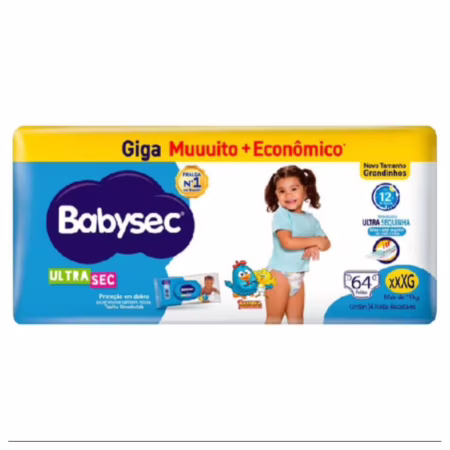 Fralda Babysec Ultrasec Galinha Pintadinha XXXG com 64