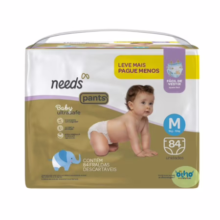 Fralda Calça Needs Baby Ultrasafe Pants M 84 unidades