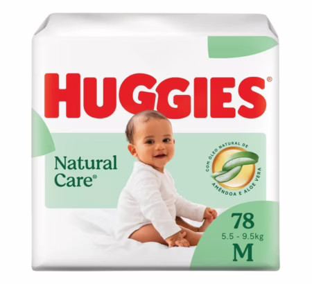 Fralda Huggies Natural Care M 78 unidades