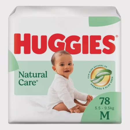 Fralda Huggies Natural Care M com 78 tiras