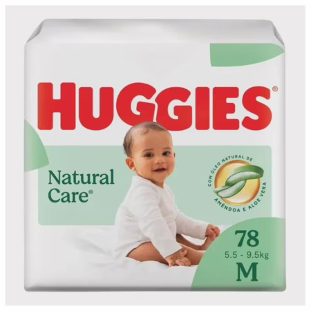 Fralda Huggies Natural Care M com 78 Unidades
