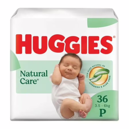 Fralda Huggies Natural Care P com 36 Unidades