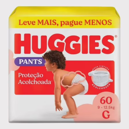 Fralda Huggies Pants Roupinha Proteção Acolchoada G 60 Unidades