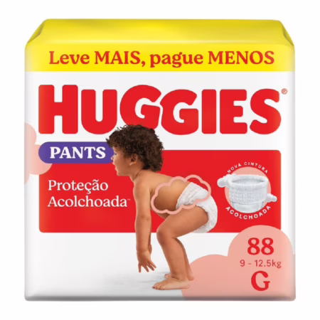 ➡️ Fralda Huggies Pants Roupinha Proteção Acolchoada G 88 Unidades