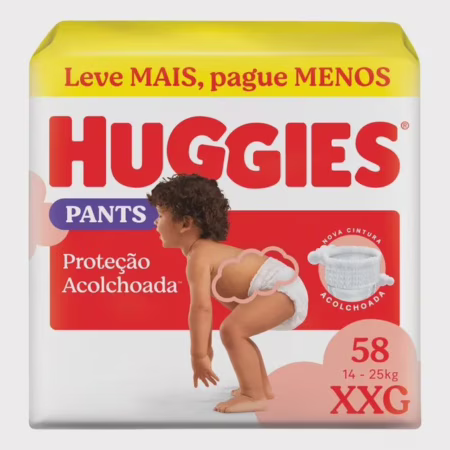 Fralda Huggies Pants Roupinha Proteção Acolchoada XXG com 58 tiras