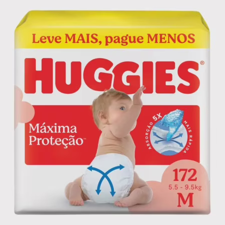 Fralda Huggies Supreme Care M com 172 tiras