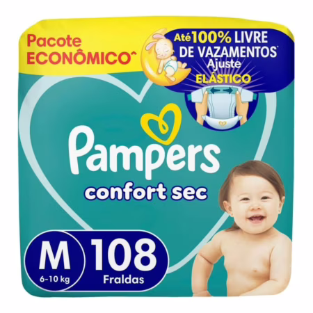 Fralda Pampers Confort Sec M com 108 Unidades