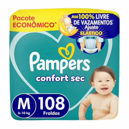 Fralda Pampers Confort Sec Tamanho M, 108 Unidades