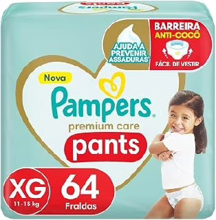 Fralda Pampers Premium Care Pants XG 64 unidades