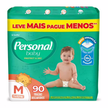 Fralda Personal Baby Protect&Sec M 90 unidades