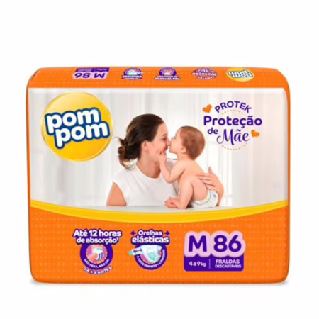 Fralda Pom Pom Protek Proteção de Mãe Hiper M 86 Unidades • A