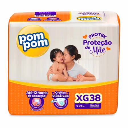 Fralda Pom Pom Protek Proteção de Mãe Mega XG 38 Unidades • A