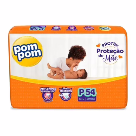 Fralda Pom Pom Protek Proteção de Mãe P com 54 Unidades