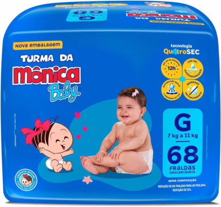 Fralda Turma da Monica Baby Giga G 68 Unidades