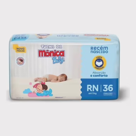 Fralda Turma da Mônica Baby RN com 36 tiras