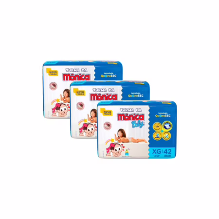 Fralda Turma da Mônica XG - 3 Pacotes com 42