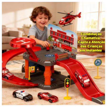 Garagem Infantil com Pista e Carrinhos Brinquedo Educativo Presente Menino